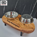 Olivenholz Futter/-Wasserstation