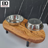 Olivenholz Futter/-Wasserstation