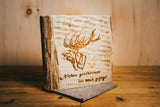 Brandbild "Altholz" rustikal - Motiv: Hirsch mit Spruch