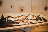 Brandbild groß "Altholz" rustikal (Wildnis mit Hirsch)