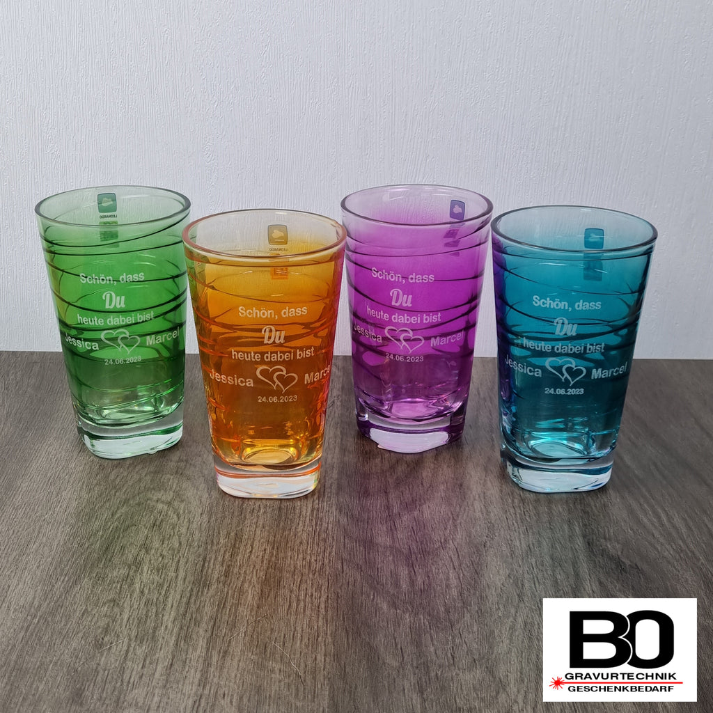 farbige Trinkgläser – bogravurtechnik
