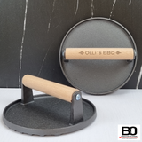 Burgerpresse Edelstahl | Holzgriff mit Gravur